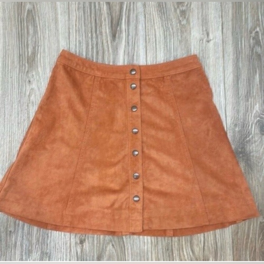 Abercrombie & Fitch  Tan Faux Suede Mini Skirt Size 4 Button Front